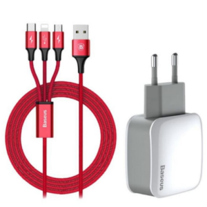 Baseus Letour Dual U Charger (EU)+3in1 cable (Apple+Micro+Type-C) - Image 2