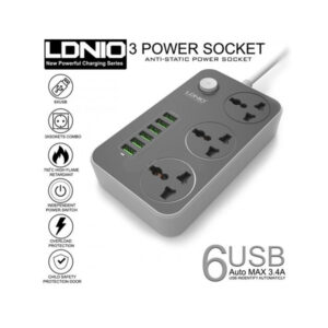 Ldnio Power socket Strip SC 3604 -3 Outlets and 6 USB Port