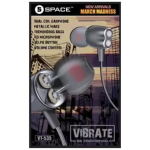 Vibrate Dual Speaker Earphones Space Vibrate VT-535 Super Bass Hands-free - Image 3