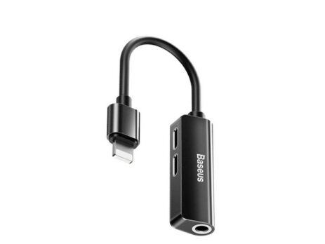 Baseus 3-in-1 iP Male to Dual iP & 3.5mm Female Adapter L52 Black