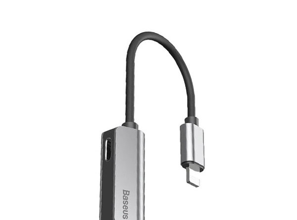 Baseus L32 IP Male to 3.5mm+IP Female Adapter Black