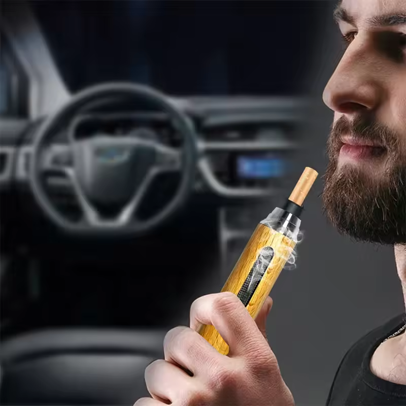 Mini Walnut Wood Cigarette Holder Car Ashtray Portable Personal Anti-ash Tray Cigarette Cover Smoking Accessories