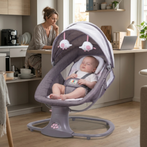 Mastela 3-in-1 Multi-Functional Baby Bassinet Swing – Grey - Image 4