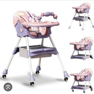 5-in-1 Baby Recline Foldable High Chair with Rocking & Rattles - Image 3