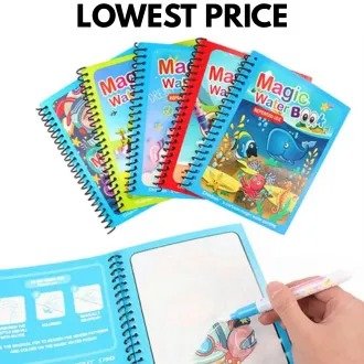 Magic Water Coloring Book for Kids – Reusable Water Drawing Book with Magic Pen