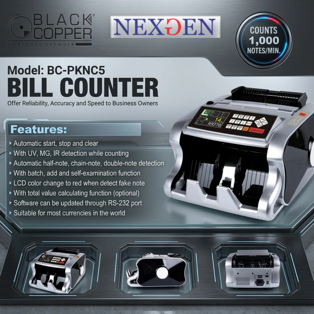 BlackCopper Cash Counting Machine Front View