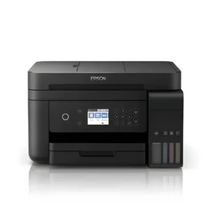 Front profile angle view of the black multi functional Epson EcoTank L6270 duplex device