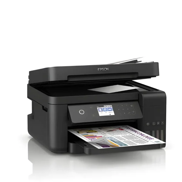 Open view showcasing the 30 sheet automatic document feeder tray on an Epson EcoTank
