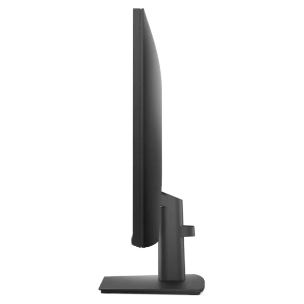 Sleek right side profile view of the black Dell E2725HM Professional Monitor chassis on its desktop stand