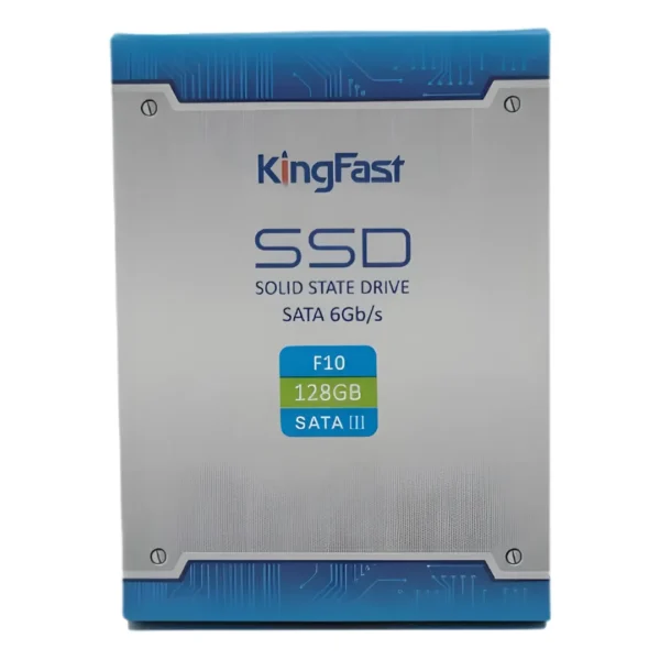 Slim side profile perspective showcasing the 7mm thickness of a 128GB KingFast SSD