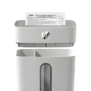 Shredding 8 sheets of document paper into the HP W1508CC entry slot