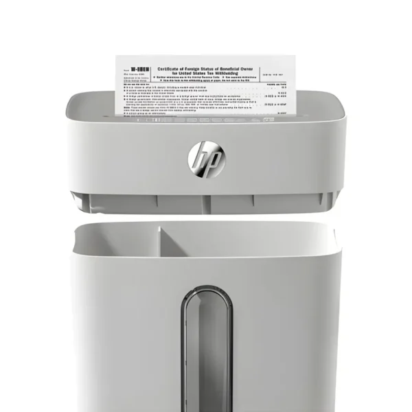 Shredding 8 sheets of document paper into the HP W1508CC entry slot