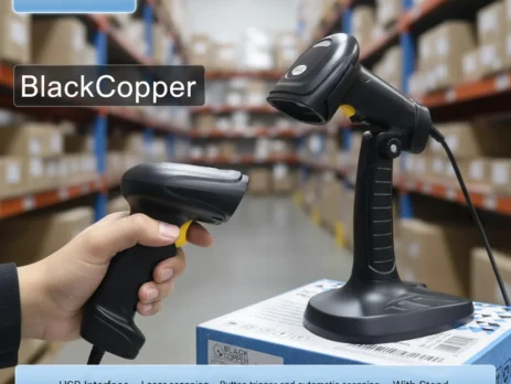 Black Copper Scanner BC-8805 handheld laser barcode reader front view
