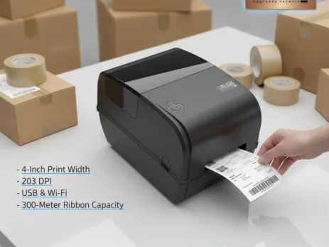 BlackCopper BC-LP1300 dual-mode thermal barcode label printer front perspective view