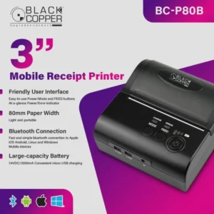 BlackCopper BC-P80B 80mm Bluetooth mini thermal receipt printer front angle view