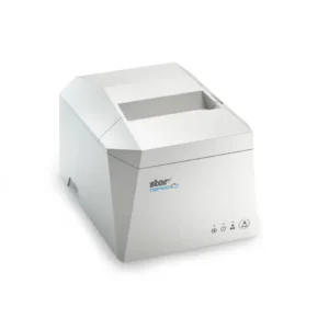 Box contents of Star Micronics TSP100IV printer including cables and paper guide