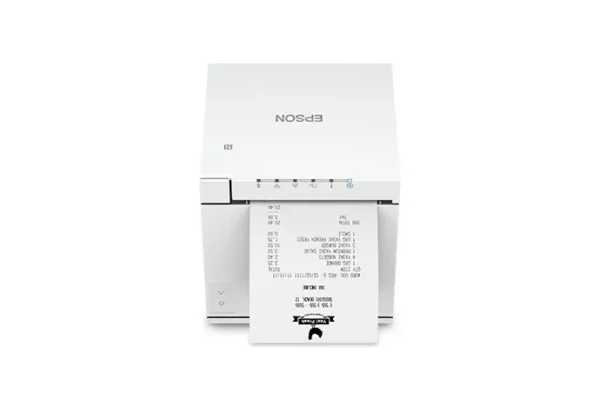 Rear connectivity interface panel of Epson TM-m30III thermal printer showing USB-C