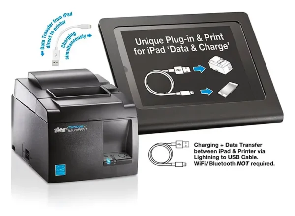 Star Micronics TSP100III operating as a Shopify Receipt Printer with iPad