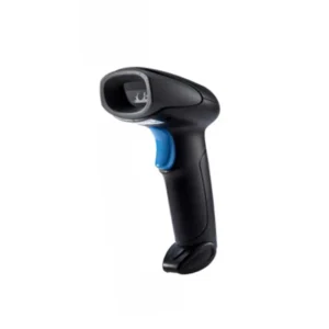 Operator using Speed-X 8700 handheld wireless scanner for warehouse inventory auditing