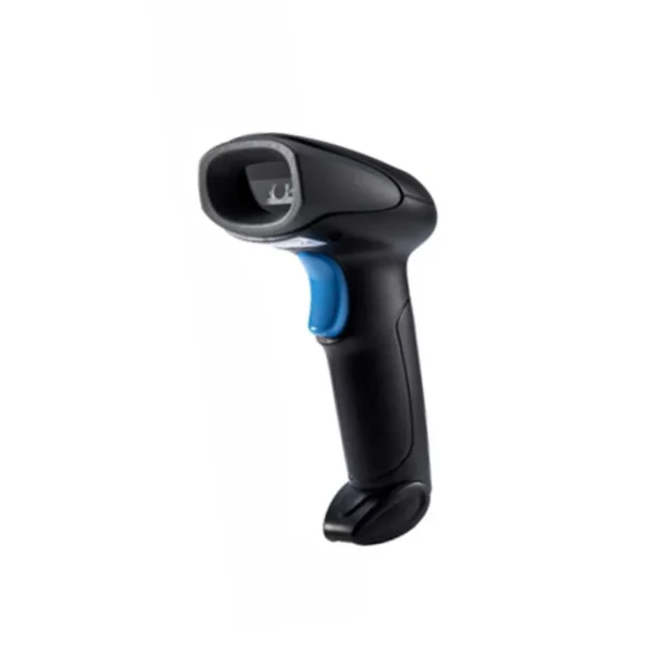 Operator using Speed-X 8700 handheld wireless scanner for warehouse inventory auditing