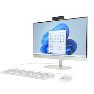 HP True Vision 720p HD tilt privacy webcam on top bezel of HP AIO DT desktop