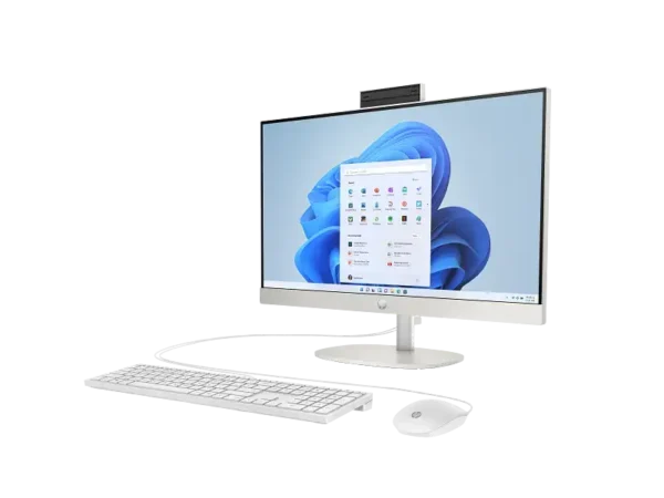 HP True Vision 720p HD tilt privacy webcam on top bezel of HP AIO DT desktop
