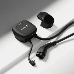 Integrated Type 2 charging cable plug and holster on Wallbox Pulsar Plus 22kW