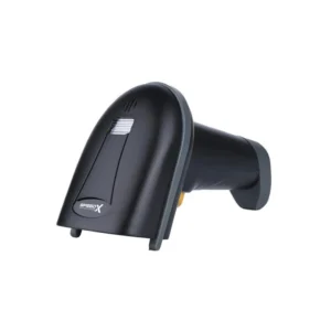 Speed-X SP-70D scanner reading parcel label 1D/2D QR Code at a courier dispatch desk