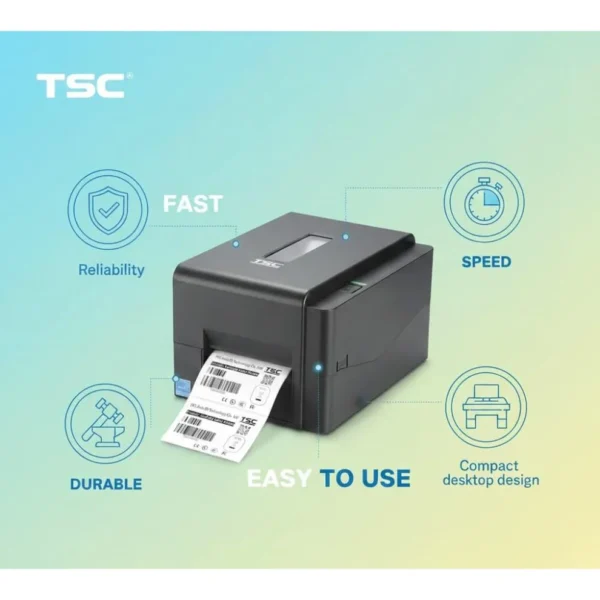 TSC TE244 displaying USB 2.0 port and power switch