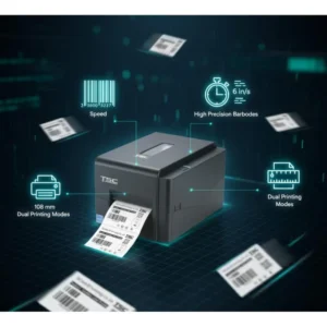 TSC TE244 printing clear 4x6 inch courier shipping waybill with 2D barcode