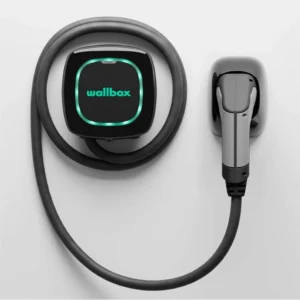 Wallbox Pulsar Plus 22kW smart AC EV charger with halo LED ring front view
