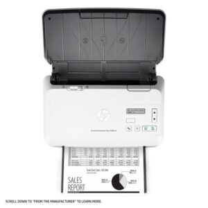 HP Sheetfeed Scanner 80-page ADF tray loaded with office paper stack