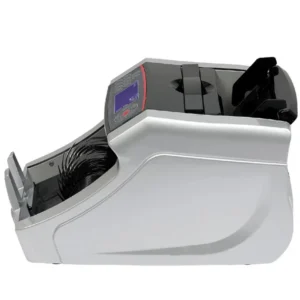 Rear view of NewWave NW-2829 currency counter showing power switch and rating label