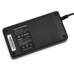 Close up of technical specification label on 12V 18A Power Supply Adapter