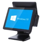 15 inch true flat touch screen display on Black Copper dual screen POS terminal