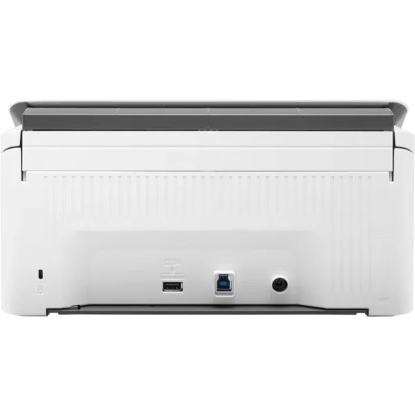 Side angle of slim HP ScanJet Pro 3000 s4 scanner next to laptop