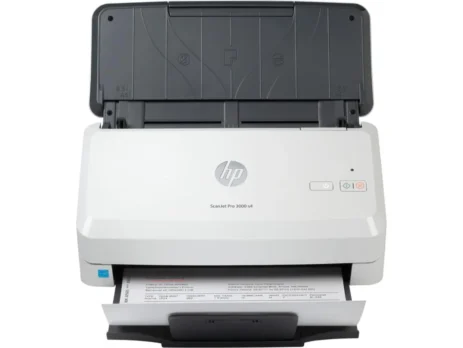 HP ScanJet Pro 3000 s4 Document Scanner front view on office desk