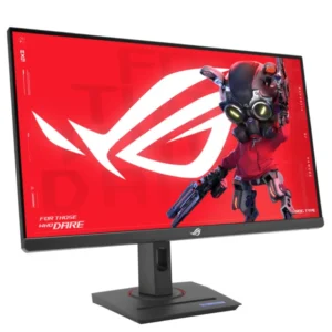 Integrated 1/4 inch tripod socket on top of ASUS ROG Strix XG27ACG stand for streaming lights
