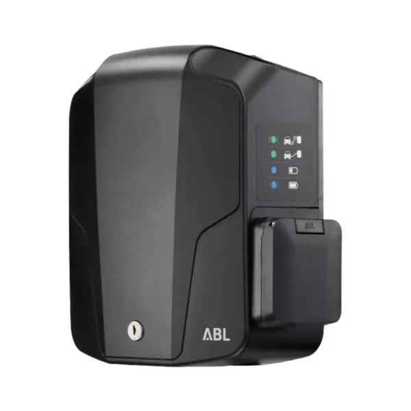 Front LED status indicators on ABL Wallbox eMH1 showing operational state