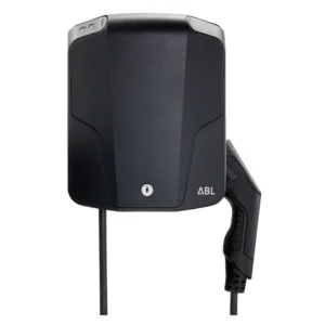 ABL Wallbox eMH1 installed on garage wall connected to electric vehicle