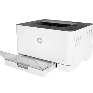Loaded 150-sheet paper input tray on HP Color Laser 150nw printer
