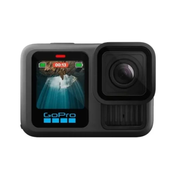 GoPro HERO 13 Black action camera front view showing lens and front LCD display