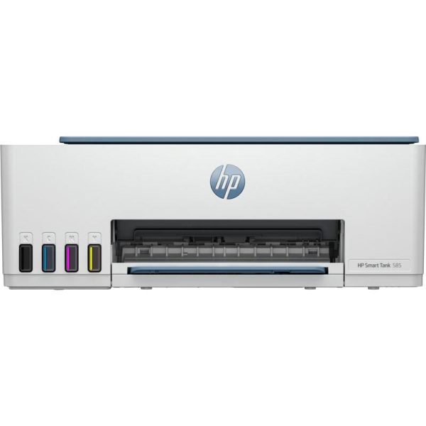 HP Smart Tank 585 All in One Printer Surf Blue HP Smart Tank 585 wireless Smart Tank Printer in Surf Blue front angle view