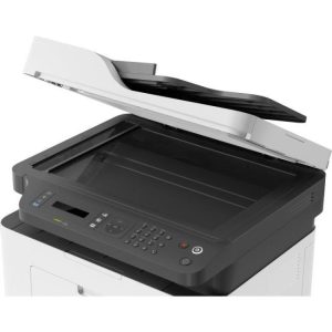 Open flatbed scanner glass of HP MFP 139fnw mono printer