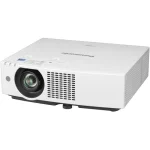 Front view of white Panasonic PT-VMZ61 Projector on a clean tabletop