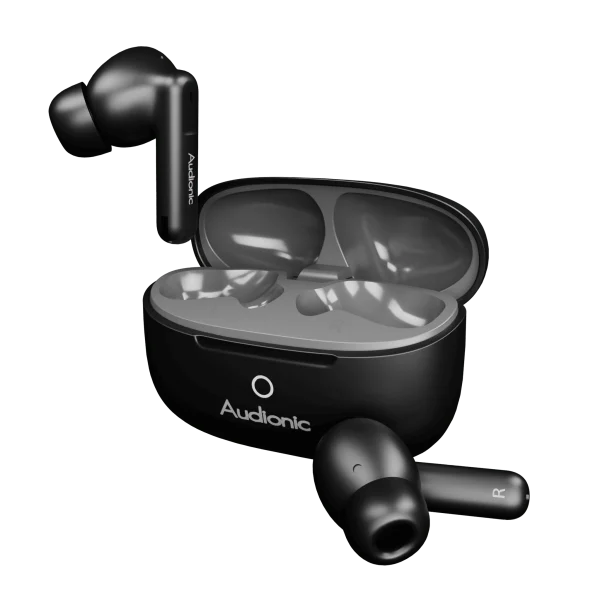 Audionic Airbud 690 ION retail box with USB-C cable, ear tips, and warranty card