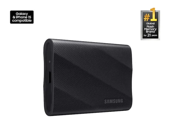 Detailed close-up of the USB Type-C port on the Samsung T9 2TB Portable SSD