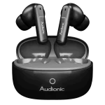 Audionic Airbud 690 ION Wireless Earbuds in charging case showing Bluetooth 5.4 connection