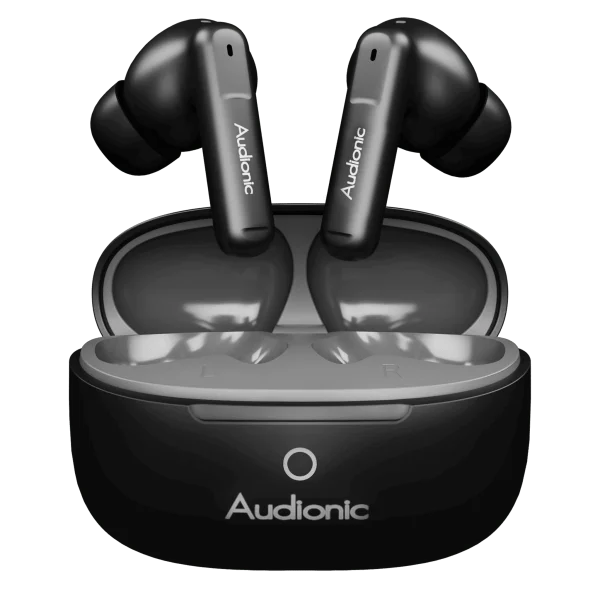 Audionic Airbud 690 ION Wireless Earbuds Case Setup Audionic Airbud 690 ION Wireless Earbuds in charging case showing Bluetooth 5.4 connection