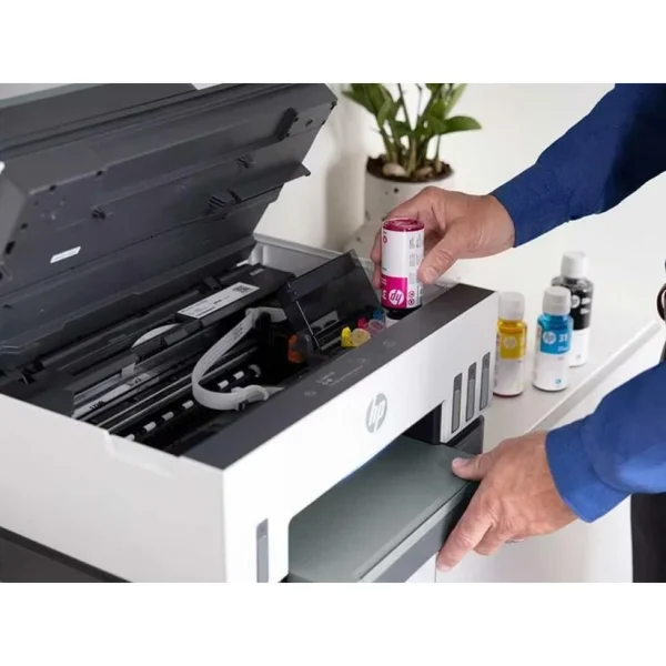 Refilling the transparent ink tank system on HP Smart Tank 790 with spill-resistant bottle